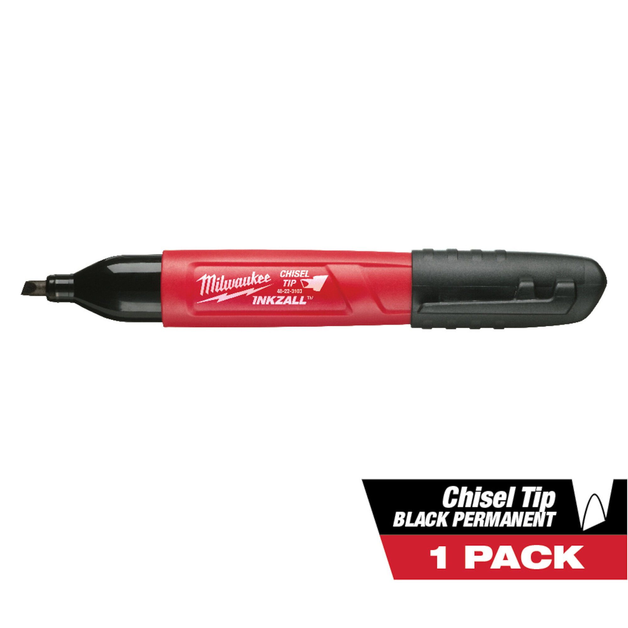 Milwaukee Inkzall Chisel Tip Jobsite Marker, Black, Model# 48-22-3103
